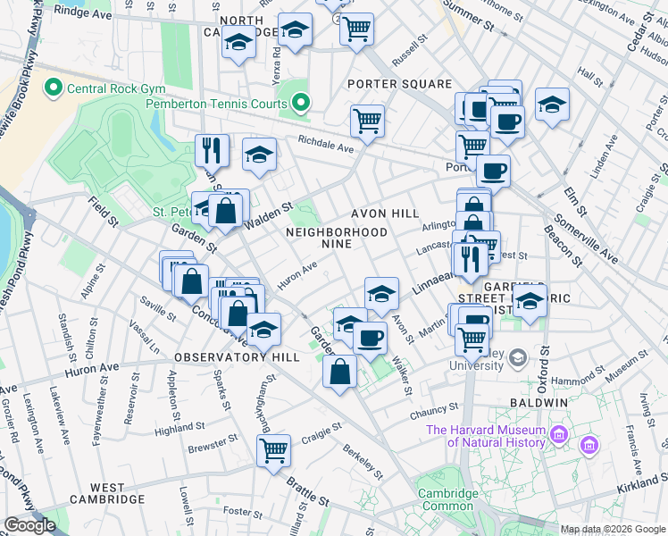 map of restaurants, bars, coffee shops, grocery stores, and more near 60 Raymond Street in Cambridge