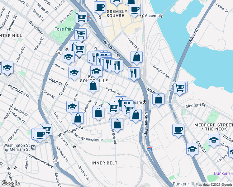 map of restaurants, bars, coffee shops, grocery stores, and more near in 