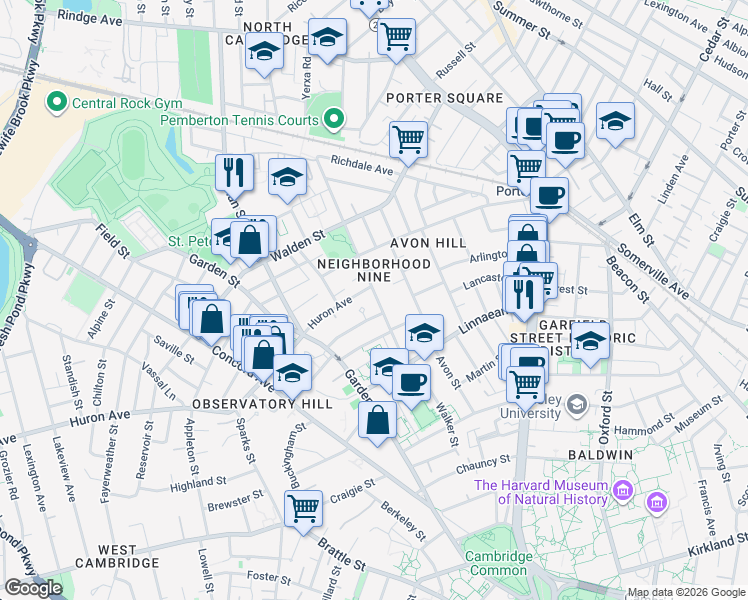 map of restaurants, bars, coffee shops, grocery stores, and more near 60 Raymond Street in Cambridge