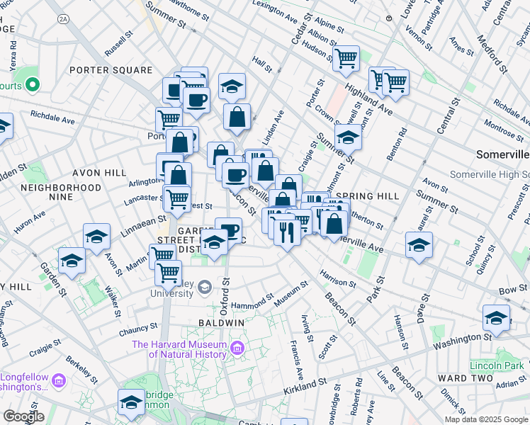 map of restaurants, bars, coffee shops, grocery stores, and more near 693 Somerville Avenue in Somerville