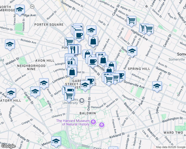 map of restaurants, bars, coffee shops, grocery stores, and more near in Somerville