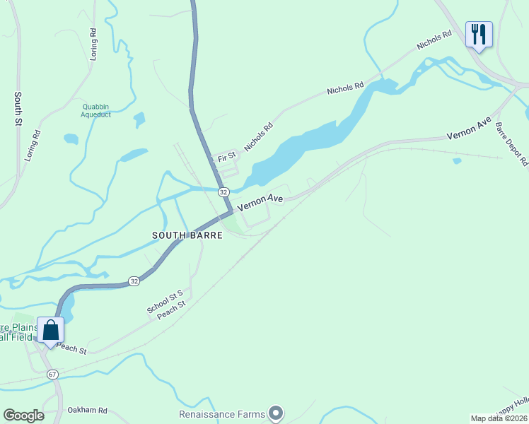 map of restaurants, bars, coffee shops, grocery stores, and more near 465 Vernon Avenue in Barre