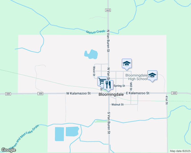 map of restaurants, bars, coffee shops, grocery stores, and more near 206 West Willow Street in Bloomingdale