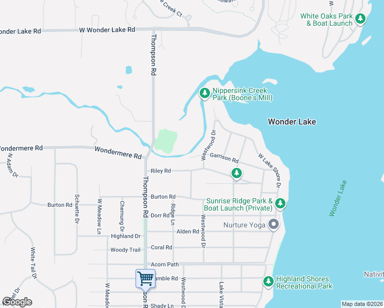 map of restaurants, bars, coffee shops, grocery stores, and more near 8608 Garrison Road in Wonder Lake