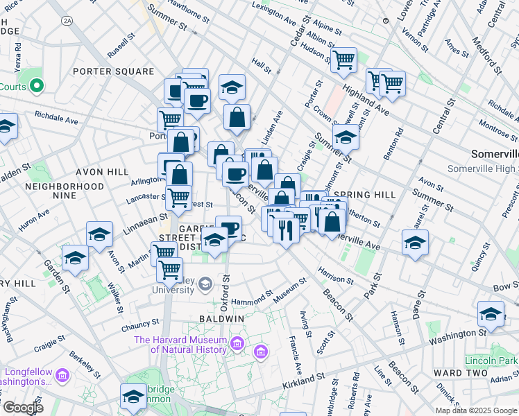 map of restaurants, bars, coffee shops, grocery stores, and more near 693 Somerville Avenue in Somerville