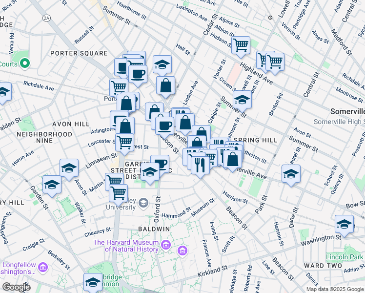 map of restaurants, bars, coffee shops, grocery stores, and more near 693 Somerville Avenue in Somerville