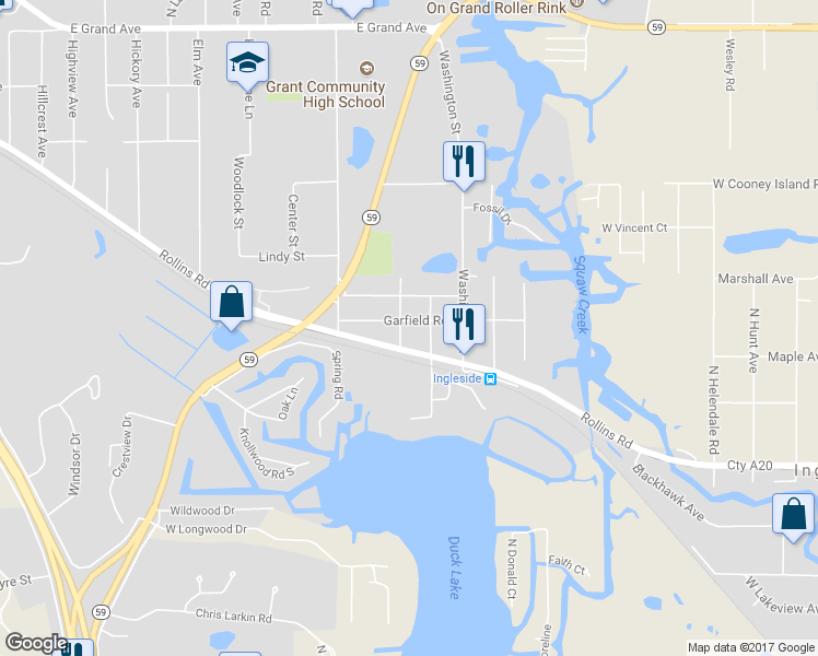 map of restaurants, bars, coffee shops, grocery stores, and more near 123 Adams Avenue in Ingleside
