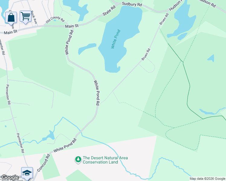 map of restaurants, bars, coffee shops, grocery stores, and more near 2 Bruen Road in Stow