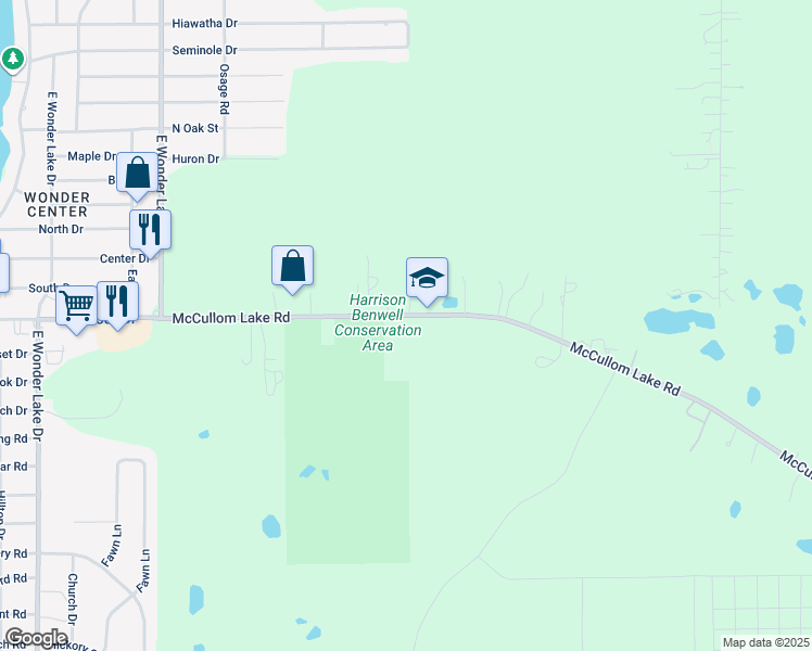 map of restaurants, bars, coffee shops, grocery stores, and more near 6809 McCullom Lake Road in Wonder Lake