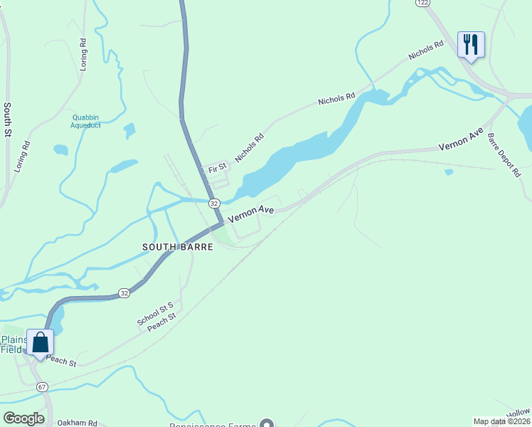 map of restaurants, bars, coffee shops, grocery stores, and more near 465 Vernon Avenue in Barre