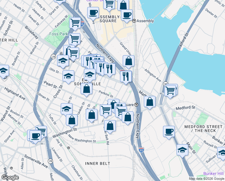 map of restaurants, bars, coffee shops, grocery stores, and more near in 