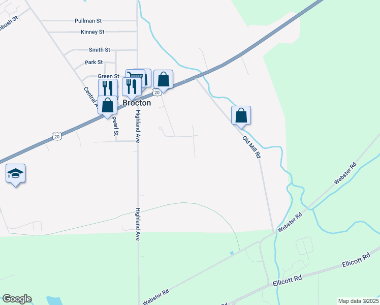 map of restaurants, bars, coffee shops, grocery stores, and more near in Brocton