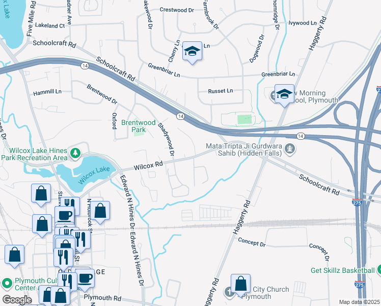 map of restaurants, bars, coffee shops, grocery stores, and more near 14251 Princeton Drive in Plymouth