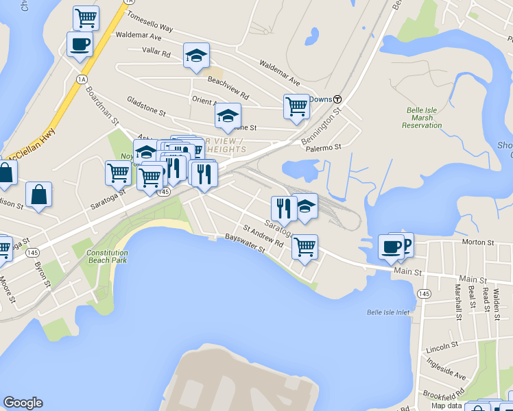 map of restaurants, bars, coffee shops, grocery stores, and more near 37 Saint Edward Road in Boston