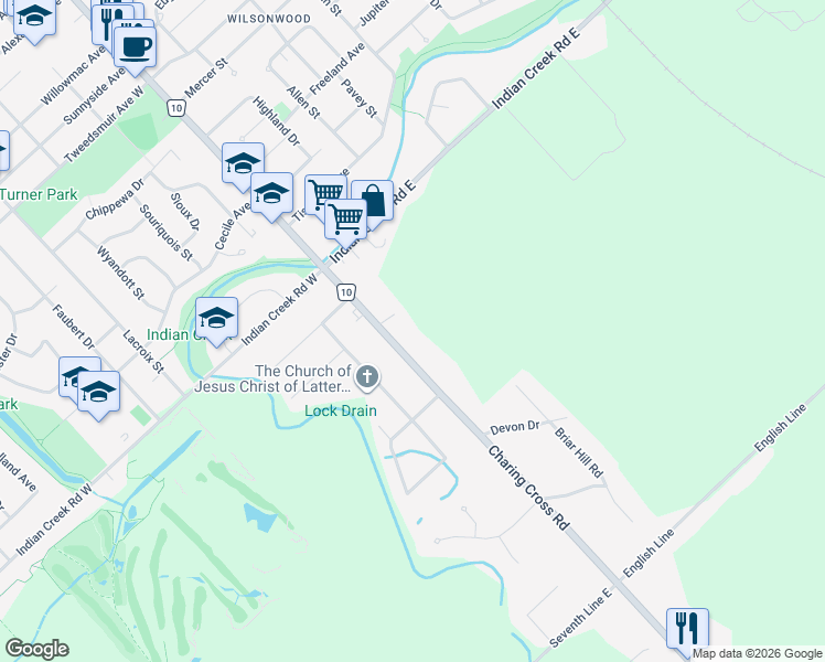 map of restaurants, bars, coffee shops, grocery stores, and more near 879 Charing Cross Road in Chatham