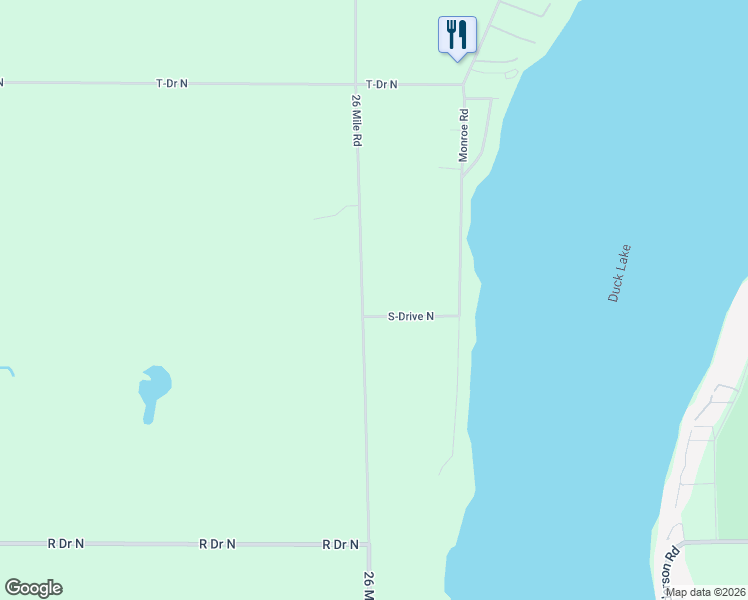 map of restaurants, bars, coffee shops, grocery stores, and more near 21502 26 Mile Road in Olivet