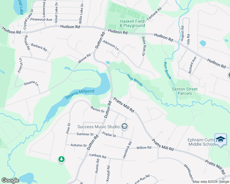 map of restaurants, bars, coffee shops, grocery stores, and more near 212 Pratts Mill Road in Sudbury