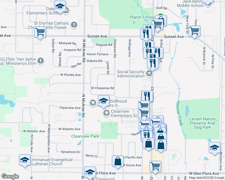 map of restaurants, bars, coffee shops, grocery stores, and more near 1902 Delaware Road in Waukegan