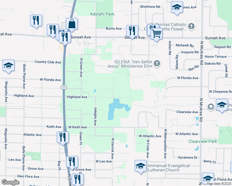 map of restaurants, bars, coffee shops, grocery stores, and more near 12650 West Cheyenne Road in Waukegan