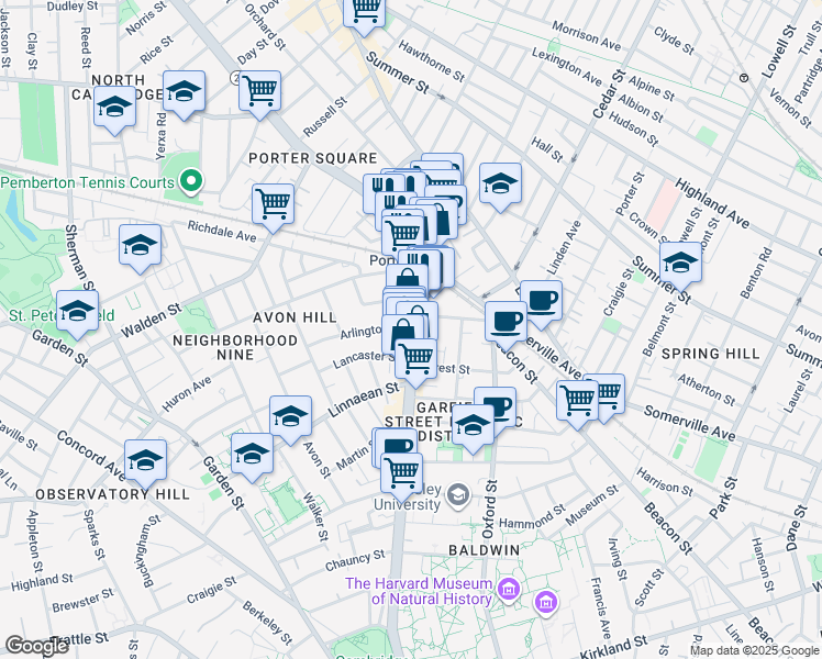 map of restaurants, bars, coffee shops, grocery stores, and more near 1826 Massachusetts Avenue in Cambridge
