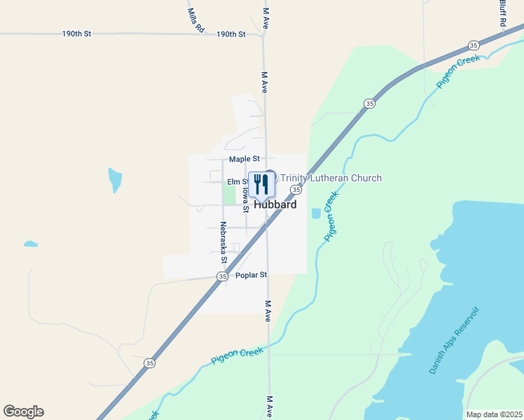 map of restaurants, bars, coffee shops, grocery stores, and more near in Hubbard