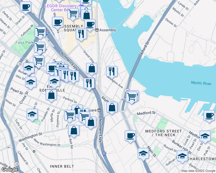 map of restaurants, bars, coffee shops, grocery stores, and more near in 