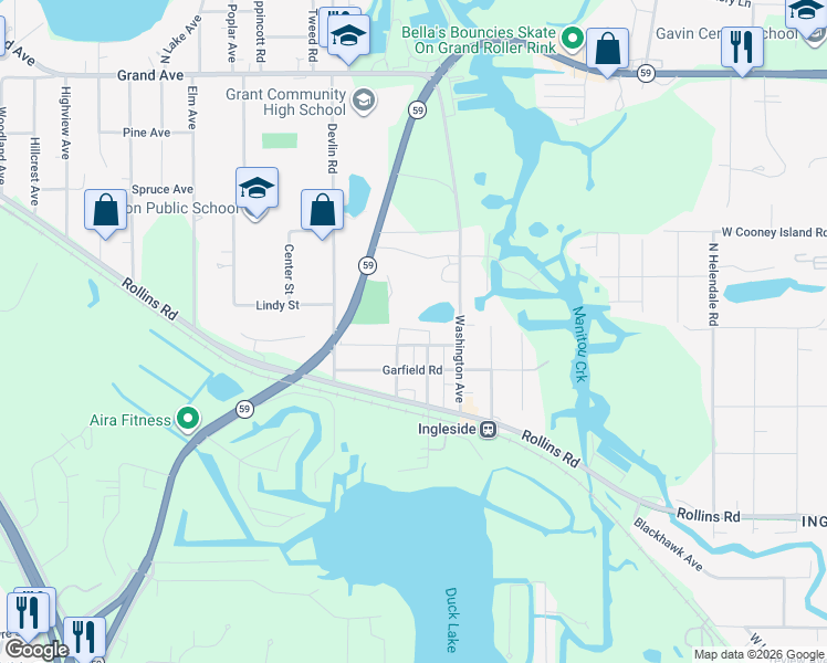 map of restaurants, bars, coffee shops, grocery stores, and more near 508 Lincoln Avenue in Fox Lake