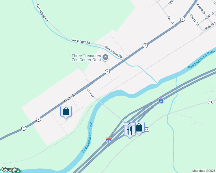 map of restaurants, bars, coffee shops, grocery stores, and more near 18 Meadow Street in Otego