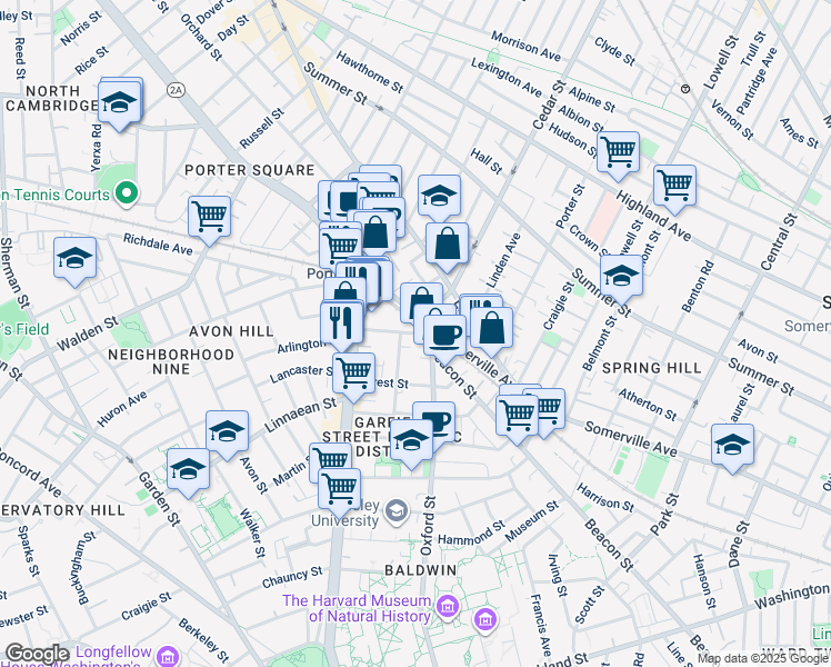 map of restaurants, bars, coffee shops, grocery stores, and more near 769 Somerville Avenue in Somerville