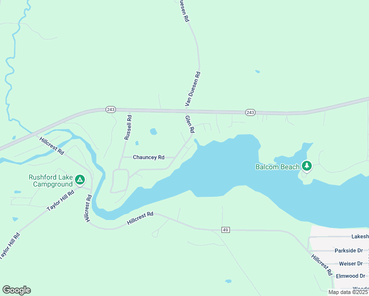 map of restaurants, bars, coffee shops, grocery stores, and more near 8477A Glen Road in Rushford