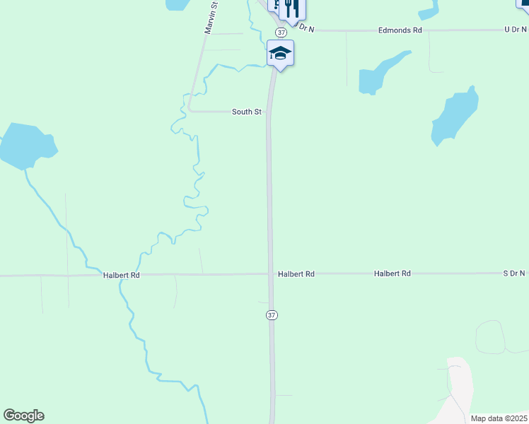 map of restaurants, bars, coffee shops, grocery stores, and more near 21678 Bedford Road North in Battle Creek