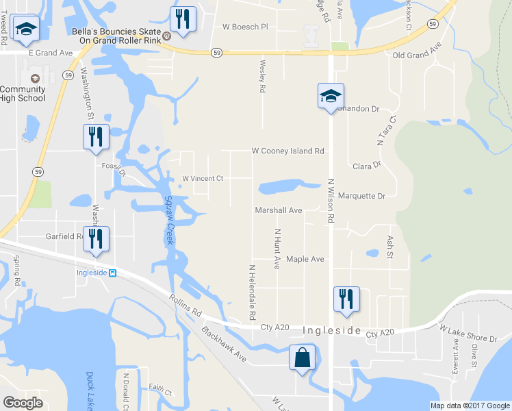 map of restaurants, bars, coffee shops, grocery stores, and more near 26246 Marshall Avenue in Ingleside
