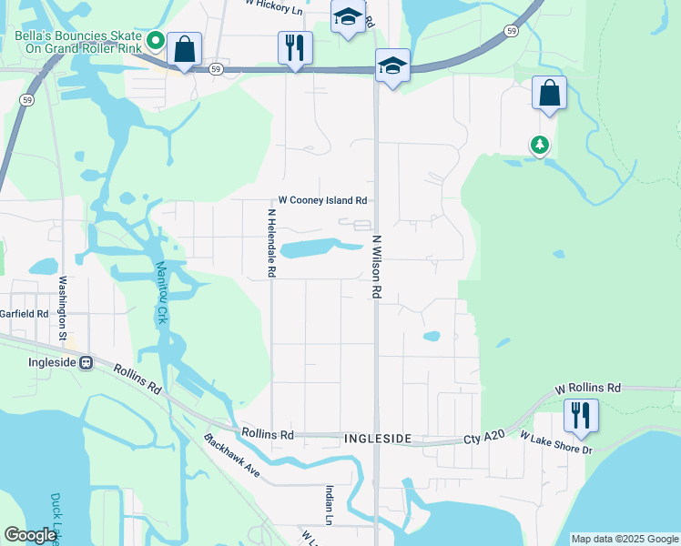 map of restaurants, bars, coffee shops, grocery stores, and more near 26114 Marshall Avenue in Ingleside