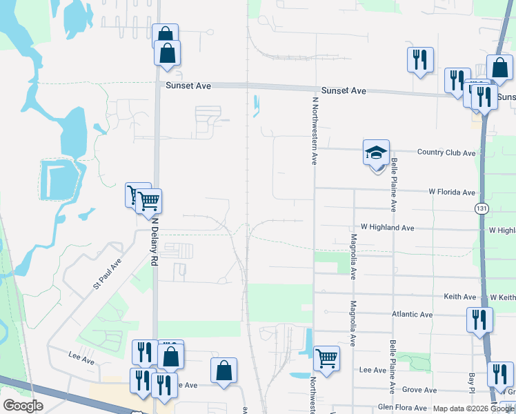 map of restaurants, bars, coffee shops, grocery stores, and more near 1910 Swanson Court in Gurnee