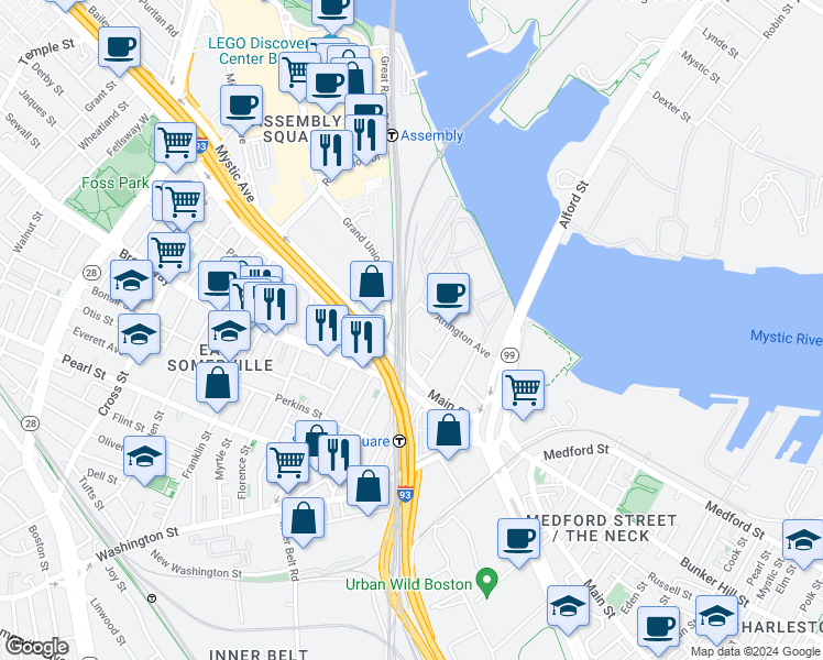 map of restaurants, bars, coffee shops, grocery stores, and more near in 