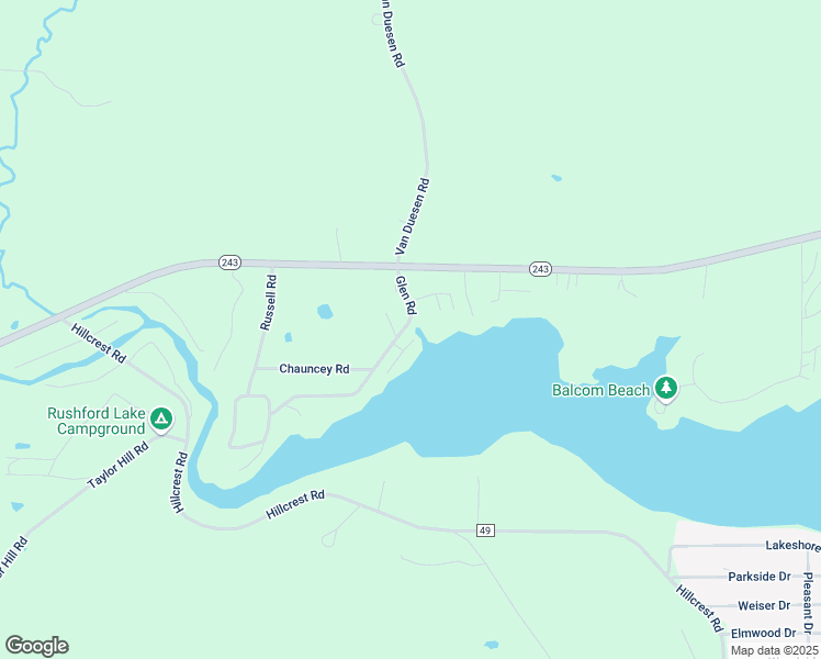 map of restaurants, bars, coffee shops, grocery stores, and more near 8477A Glen Road in Rushford