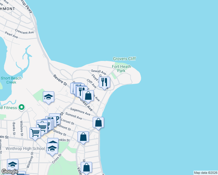 map of restaurants, bars, coffee shops, grocery stores, and more near in Winthrop