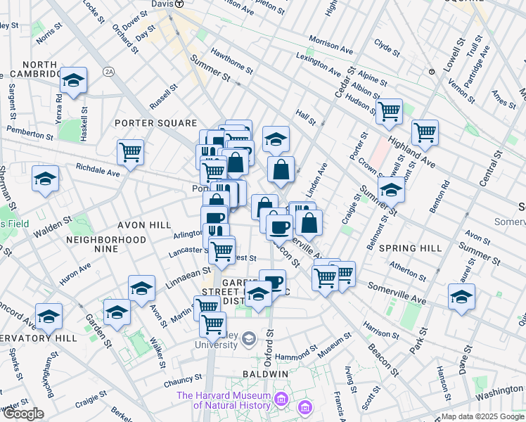map of restaurants, bars, coffee shops, grocery stores, and more near 769 Somerville Avenue in Somerville
