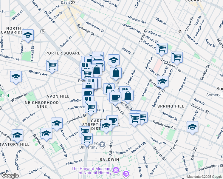 map of restaurants, bars, coffee shops, grocery stores, and more near 769 Somerville Avenue in Somerville