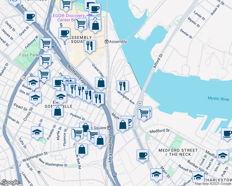map of restaurants, bars, coffee shops, grocery stores, and more near in 
