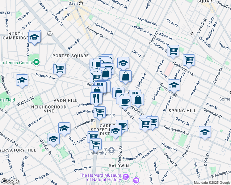 map of restaurants, bars, coffee shops, grocery stores, and more near 769 Somerville Avenue in Somerville