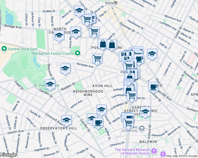 map of restaurants, bars, coffee shops, grocery stores, and more near in Cambridge