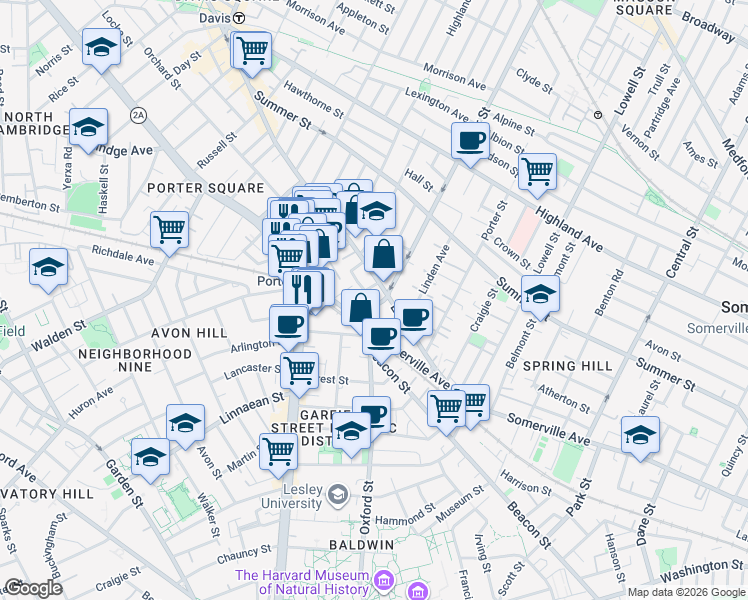 map of restaurants, bars, coffee shops, grocery stores, and more near 31A Holyoke Road in Somerville