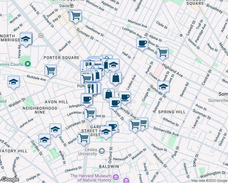 map of restaurants, bars, coffee shops, grocery stores, and more near 31A Holyoke Road in Somerville