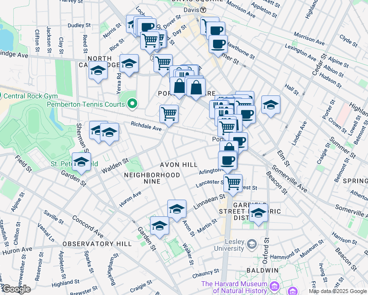 map of restaurants, bars, coffee shops, grocery stores, and more near 78 Richdale Avenue in Cambridge