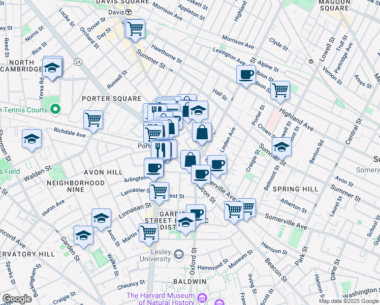 map of restaurants, bars, coffee shops, grocery stores, and more near 31A Holyoke Road in Somerville