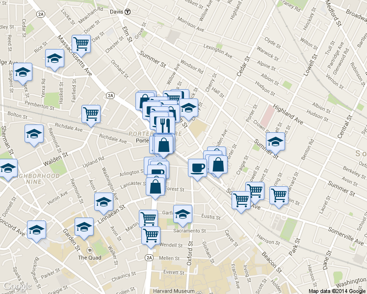 map of restaurants, bars, coffee shops, grocery stores, and more near 31A Holyoke Road in Somerville