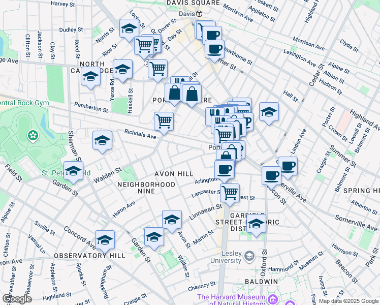 map of restaurants, bars, coffee shops, grocery stores, and more near 33 Richdale Avenue in Cambridge