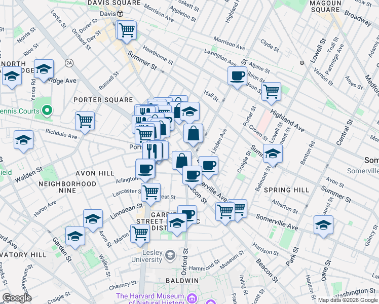 map of restaurants, bars, coffee shops, grocery stores, and more near 31A Holyoke Road in Somerville