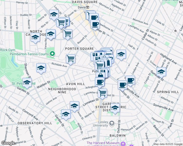 map of restaurants, bars, coffee shops, grocery stores, and more near 1 Richdale Avenue in Cambridge